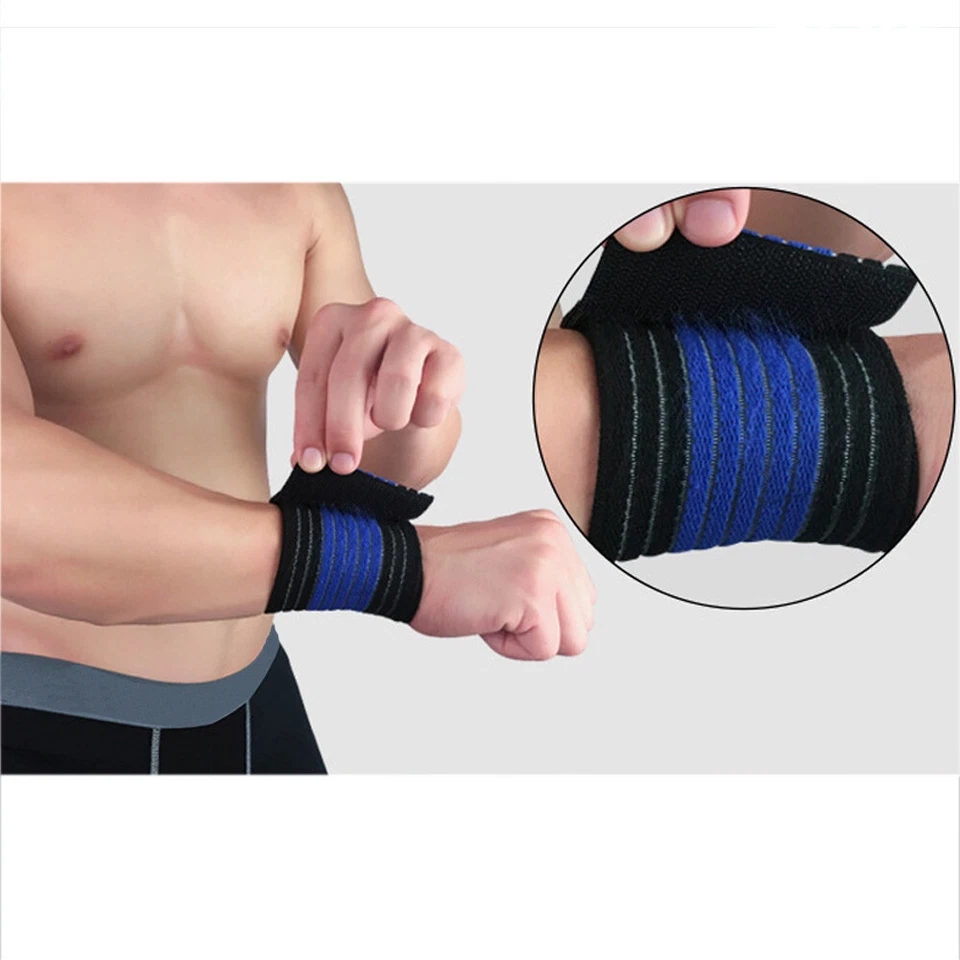 Men Wristband Wrap Brace Elastic Striped Bandage Sports Fitness Wristband - Image 4 of 4