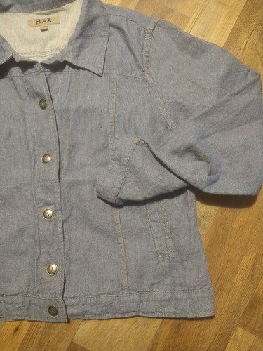 Flax Jacket Womens Size Med. Soft Lightweight Denim Blend Button Down - Picture 5 of 6