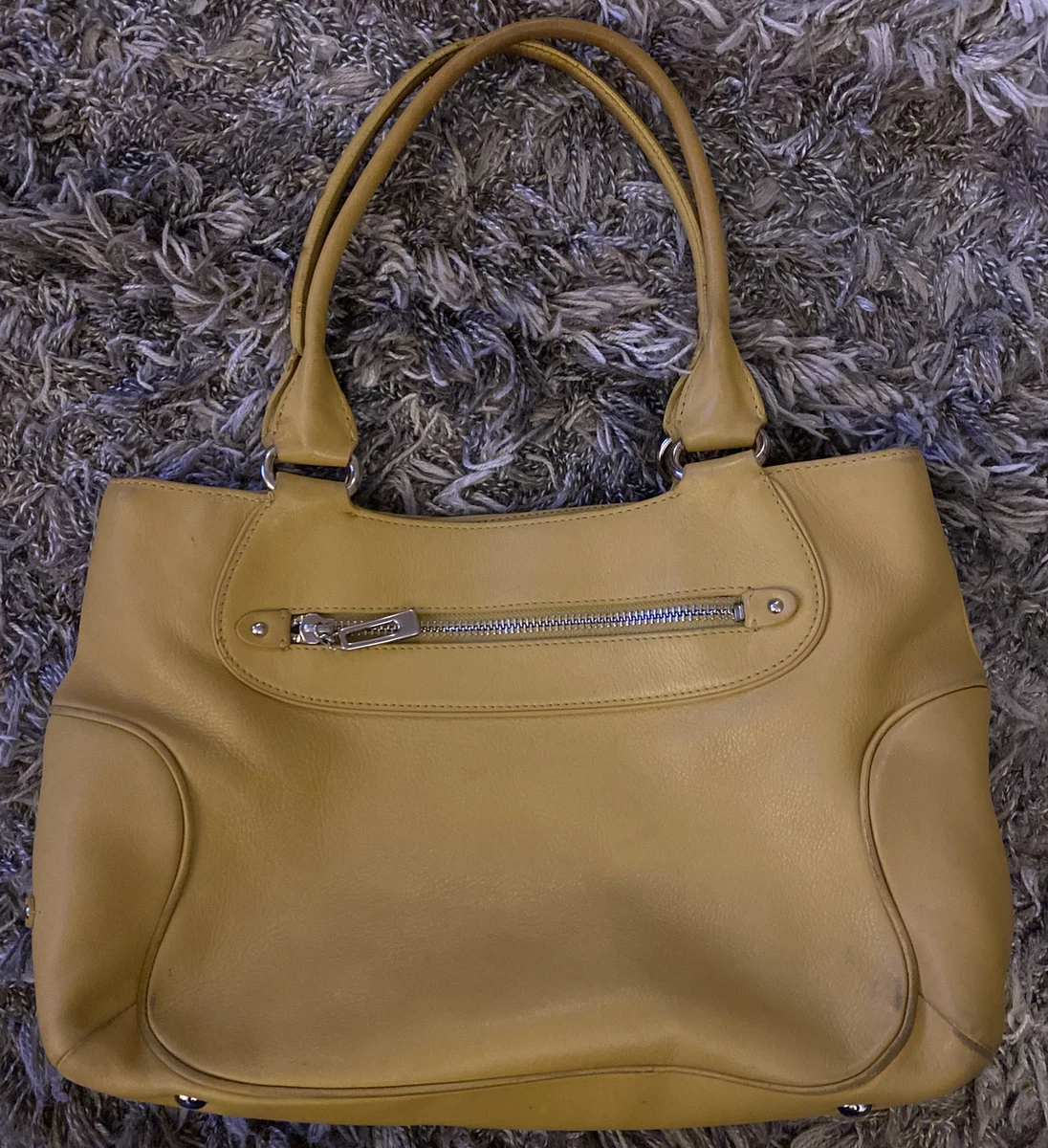 COLE HAAN Women s Handbag Purse Mustard Yellow Leather Satchel Bag