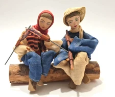 Vintage Israel Hand made Doll Pioneers Traditional Clothing WIZO