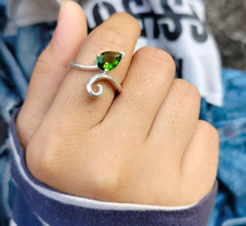 Peridot Pear Snake Design Ring 925 Solid Silver RIng Handmade Jewelry