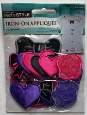 Iron On Applique 12 Patches Heart Butterfly Flower Arts Crafts Scrapbook Kids