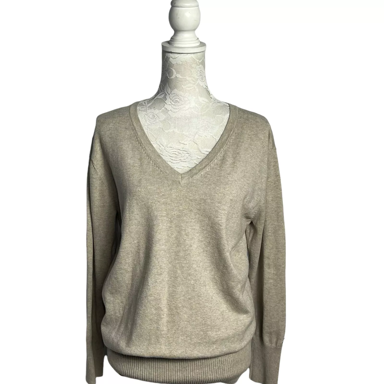 lole v neck long sleeve recycled polyester pullover sweater