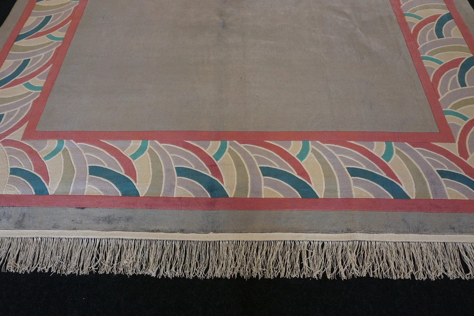 Seidenteppich China 354 x 250 cm Orient Design Teppich Silber Grau Handgeknüpft - Bild 3 von 4
