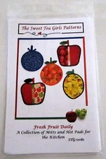 FRESH FRUIT DAILY MITTS and Hot Pads for the Kitchen fabric sewing craft pattern