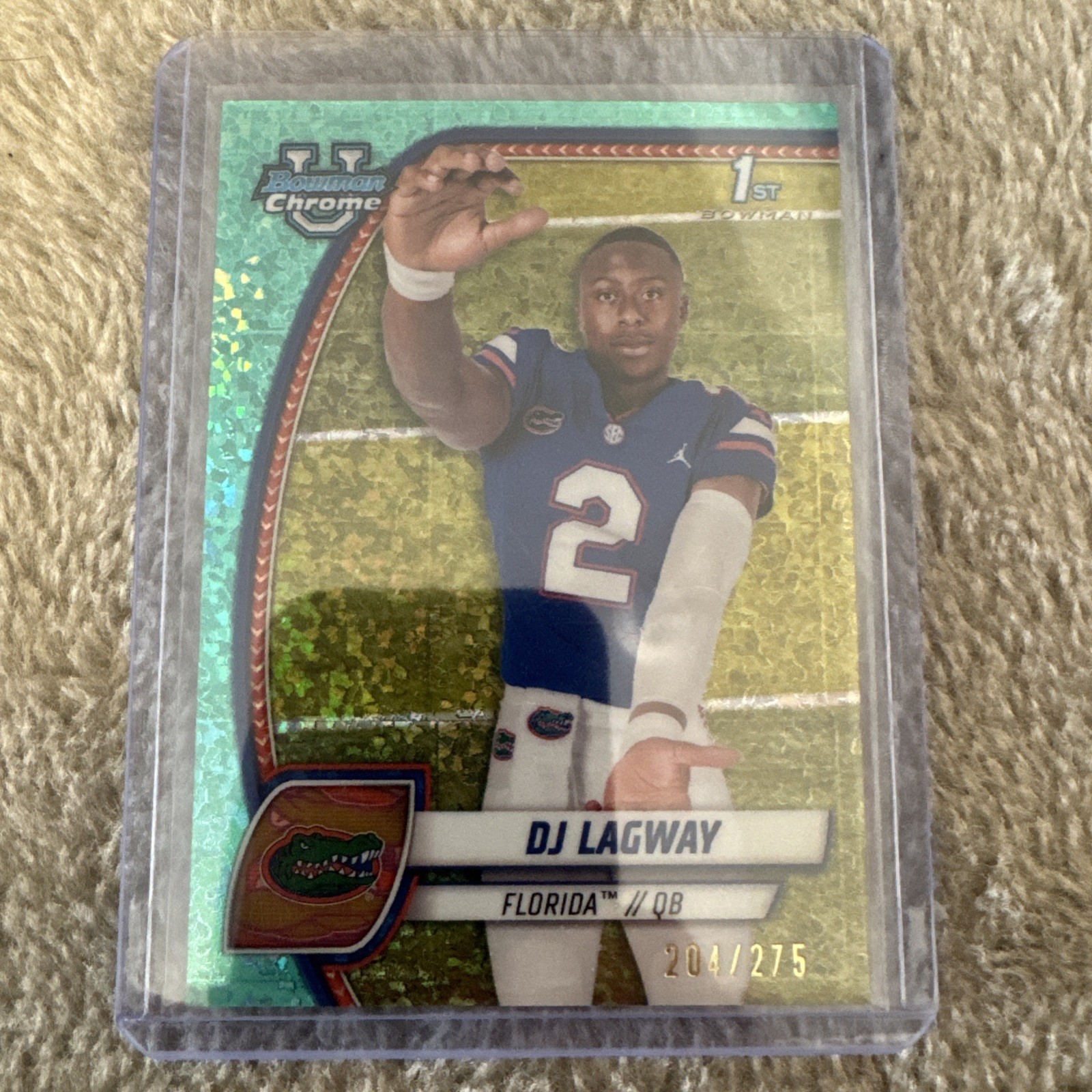 DJ LAGWAY 2024 1st Bowman Chrome U Aqua Mini-Diamond Refractor /275 Rookie RC 63