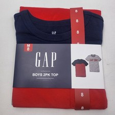 GAP Boy's 2 Pack Short Sleeve Soft Comfort Tagless Logo Tee size 8