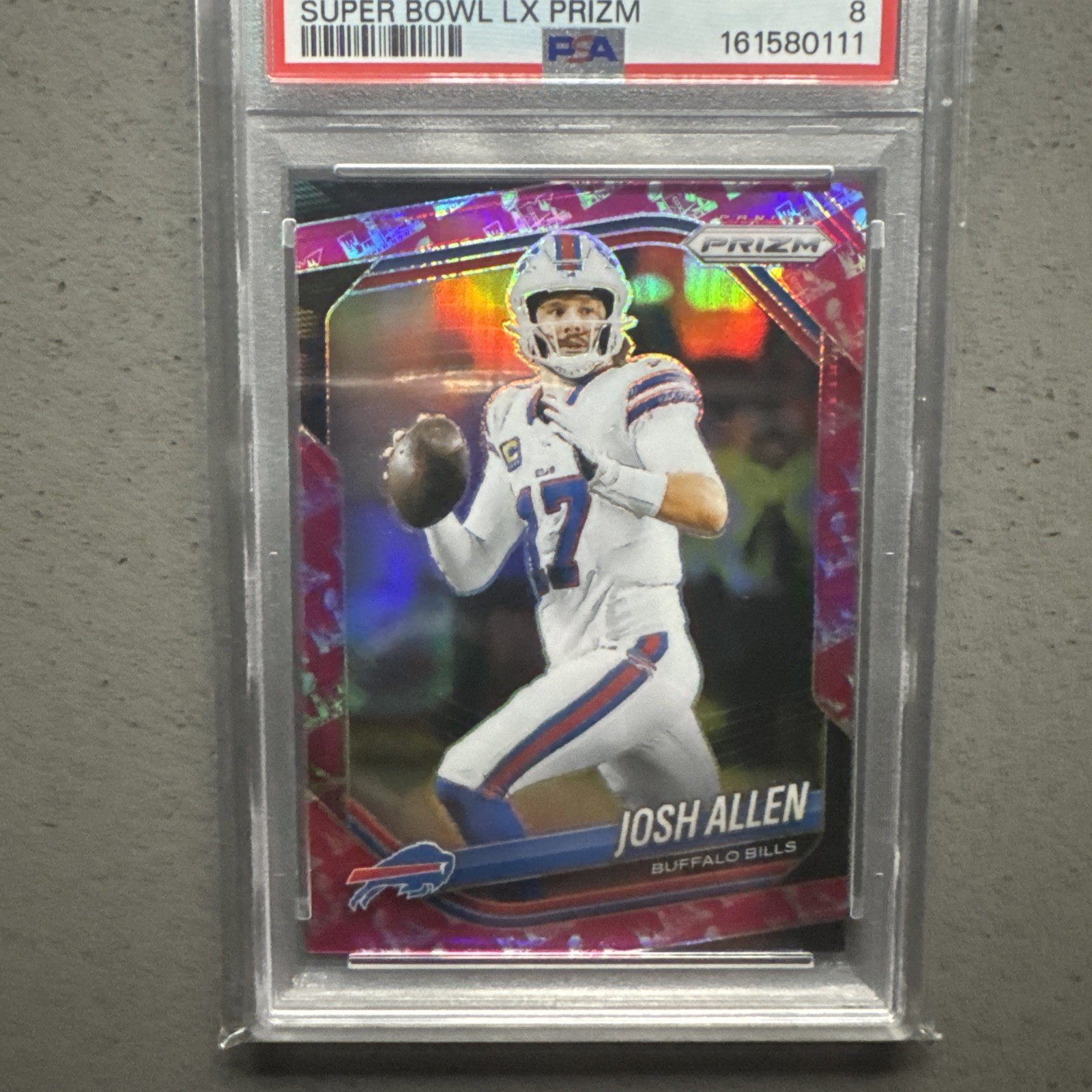 2025 Panini Prizm Josh Allen Super Bowl LX Prizm /60 PSA 8 # 167 view 9