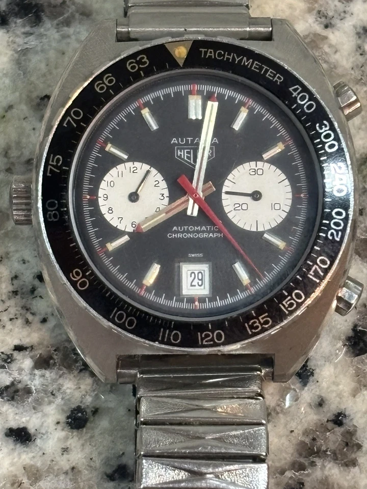 *Raro* Reloj Automático Vintage Heuer Autavia Viceroy "Reverse Panda" Esfera 11630V Foto 3 de 4