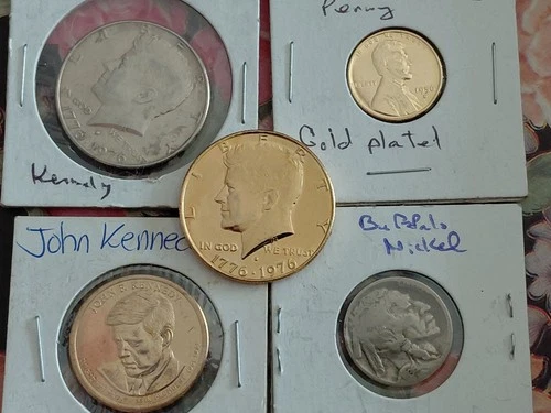 1976 JFK Half Dollar US Coins,  24K Gold-Plated, Clad, Dollar. Wheat Plated ,Buf