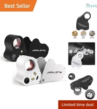 Jeweler's Loupe Magnifier 60X LED Foldable for Gems Coins Stamps Jewelry