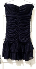 FLASH SALE Y2K BCX LACE RUCHED Strapless Short Bodycon Dress Medium BLACK Padded