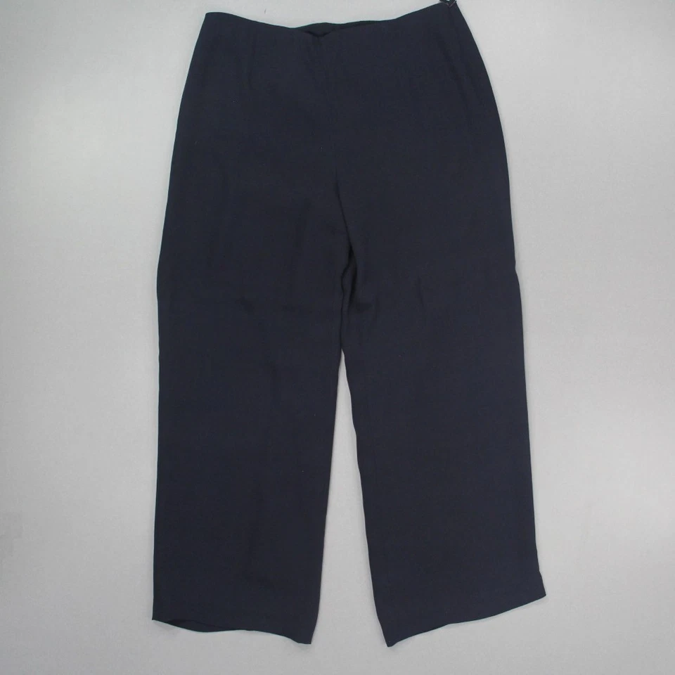 Pantalones de vestir Talbots para mujer 100 % seda pura pierna ancha talla grande 18 azul marino cremallera lateral Foto 2 de 4