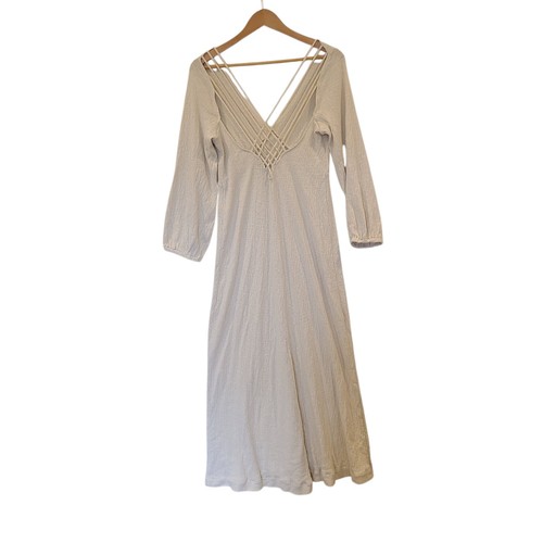 Free People Beach Amalfi Maxi Dress Strappy Open Back Ivory Sz XL Cotton Flowy - Picture 4 of 7