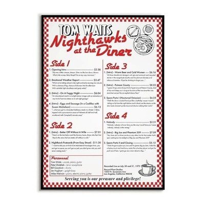 Tom Waits Nighthawks At The Diner Poster