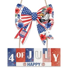 4th of July Door Sign, 12 Inch Happy Fourth of July Patriotic 4th of July bow