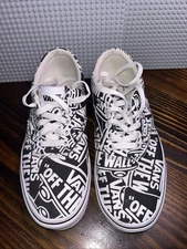 Vans Off The Wall Authentic Era Black & White Skate Shoes 721356 Men's Size 7.5