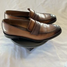 Bruno Magli Men's Arezzo Leather Shoes Size 10 Made In Italy Brown Leather