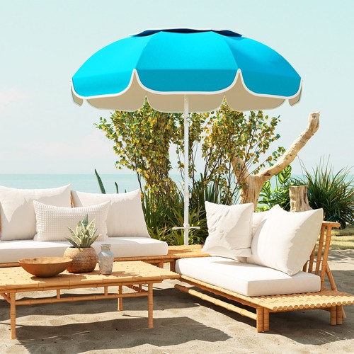Outsunny Beach Umbrella, Blue, Refurbished - Picture 10 of 11
