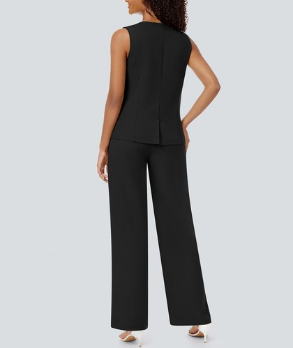 Business Freizeit Outfits für Damen Zweiteilige Sets Blazer Rundhals Weste Tasche... - Bild 4 von 6