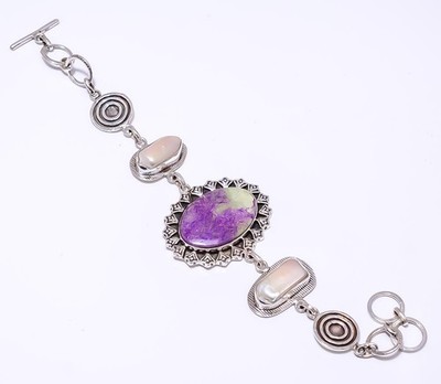 Variscite In Purpurite - Australia 925 Sterling Silver Bracelet 7-8.99'' 8.99'' B9