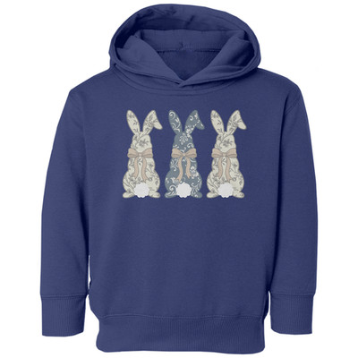 Floral Bunny Pattern Rabbit Graphic - Easter Day Toddler Hooded Sweatshirt
