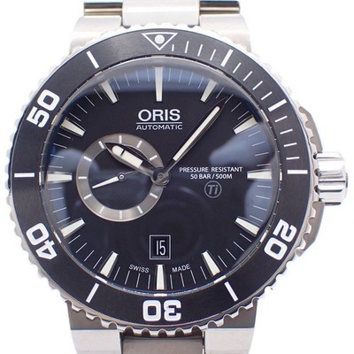 Oris Aquis Date 500M Diver Automatic Titanium Black Dial Men's Watch Used
