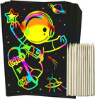 Scratch Rainbow Art Paper Set - 100Pcs Magic Scratch off Art Craft Supplies Kits