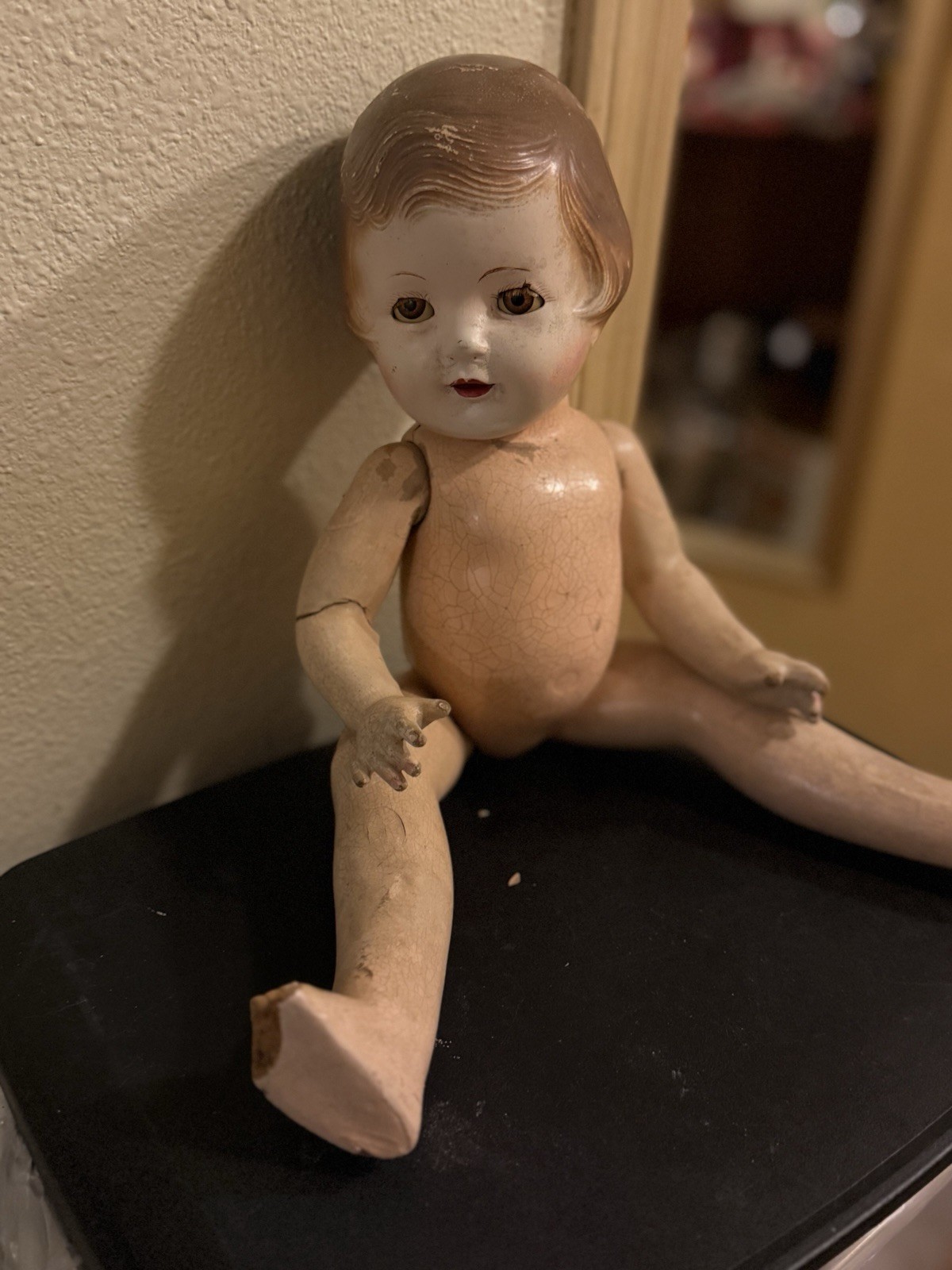 Vintage 17&rdquo;!Wooden Baby Doll Unmarked Very Old