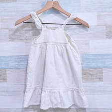 Tahari Girl Seersucker Ruffle Tiered Dress White Metallic Accent Toddler Girl 4T