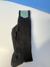 NOS VTG Rubin-Spun BLACK Men's Dress 100 Stretch Nylon Socks Sz 10-13 USA MADE