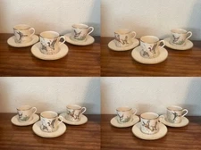 12 - Vintage PICKARD Abercrombie & Fitch GAME BIRDS Demitasse Cup & Saucer Sets