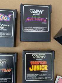 Coleco Colecovision Vintage video Game Lot Donkey Kong Jr Zaxxon Smurfs popeye