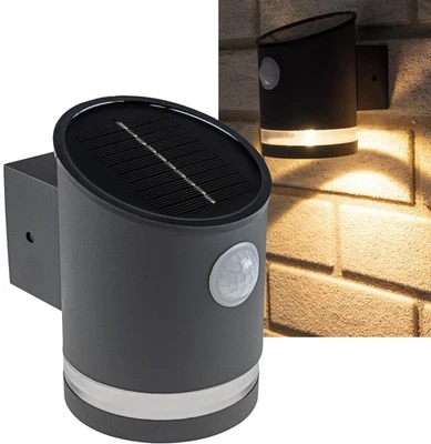 LED Solar Wandleuchte "SWL 119-A" PIR Sensor Bewegungsmelder, IP44, anthrazit - Bild 1 von 4