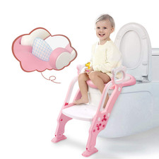 Toddler Toilet Training Seat Ladder with Sturdy Non-Slip Wide Step and Soft Cush