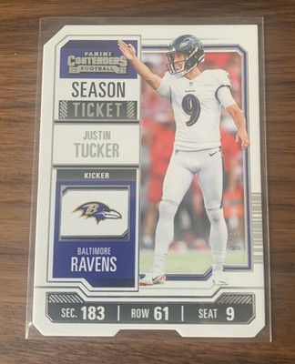 Justin Tucker 2023 Panini Contenders - Season Ticket Stub 9/9 Jersey Number 1/1