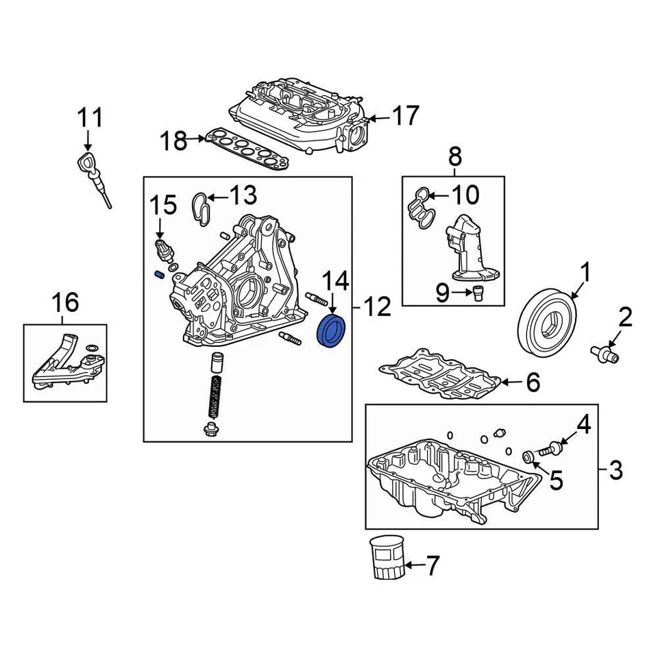 For Honda Accord 2003-2017 Honda 912125MRA01 Front Engine Crankshaft Seal Foto 2 de 4