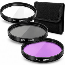 55mm 3-Piece Multi-Coated HD UV / CPL / FLD Filter Set 55mm New