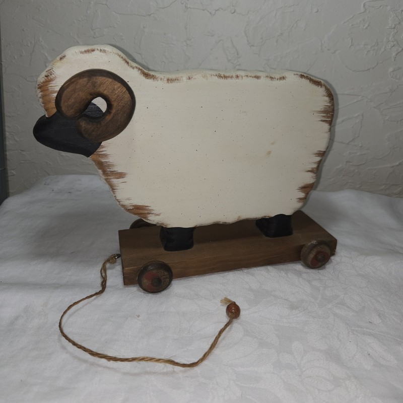 I Am Country Creations Vintage Folk Art Pulling Little Lamb/Sheep
