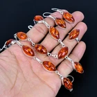 Yellow Amber 925 Sterling Silver Marquise Gemstone Handmade Jewelry Set AAB 1393