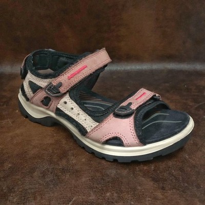 Ecco Yucatan Sport Sandals Blue Off-road Hiking Womens Sz 7 /38 Ankle Strap Pink