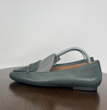 Vionic Hayes Shoes Women's 7 Green Leather Comfort Flat Loafers Slip On