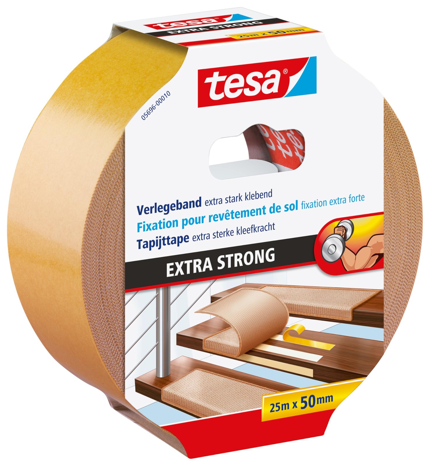 tesa Flooring Tape Extra Strong Adhesive - Double 25 m x 50 mm, Transparent