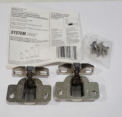 Pair of AMEROCK 2010-33, 35mm 120 Deg. Hinges with 1-1/4''+ Overlay plates, 07V