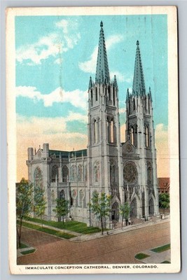 1924 Denver CO Immaculate Conception Cathedral Postcard Posted