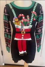 33 Degrees Women's Flamingo Sweater Dress M Festive Christmas Holiday Party Ugly