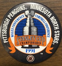 VINTAGE 1991 Minnesota North Stars Pittsburgh Penguins Stanley Cup Finals Button