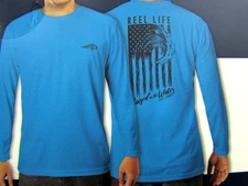 Reel Life UV Shirt Mens XXL Blue Long Sleeve UPF 50+ Fishing Jax Beach NEW!