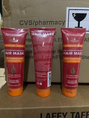 3x4oz Arvazallia Argon Oil Max Hydration Hair Mask Deep Conditioner 4 dry Damage