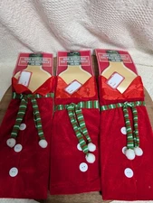 769 3 Pack Holiday Wine Bottle Christmas Gift Bags Santa Outfit With Scarf NWT
